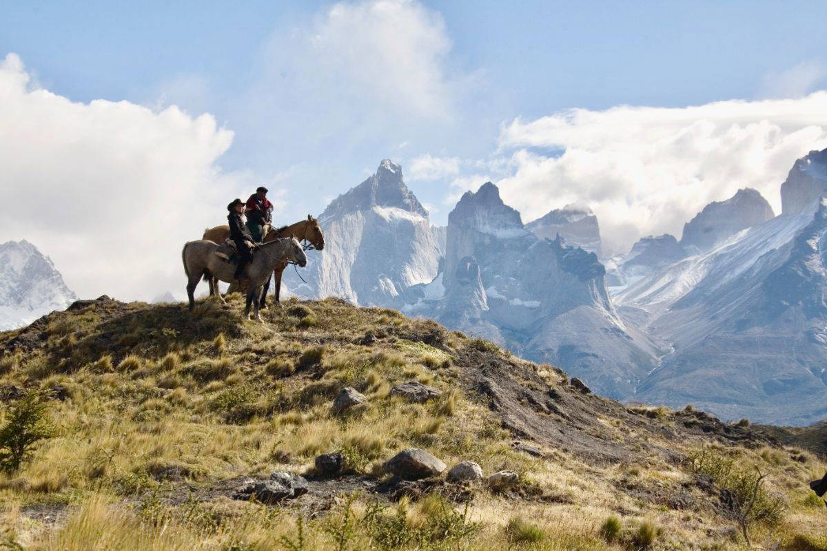Riders in front of Paine mountains Steve RoysetRS